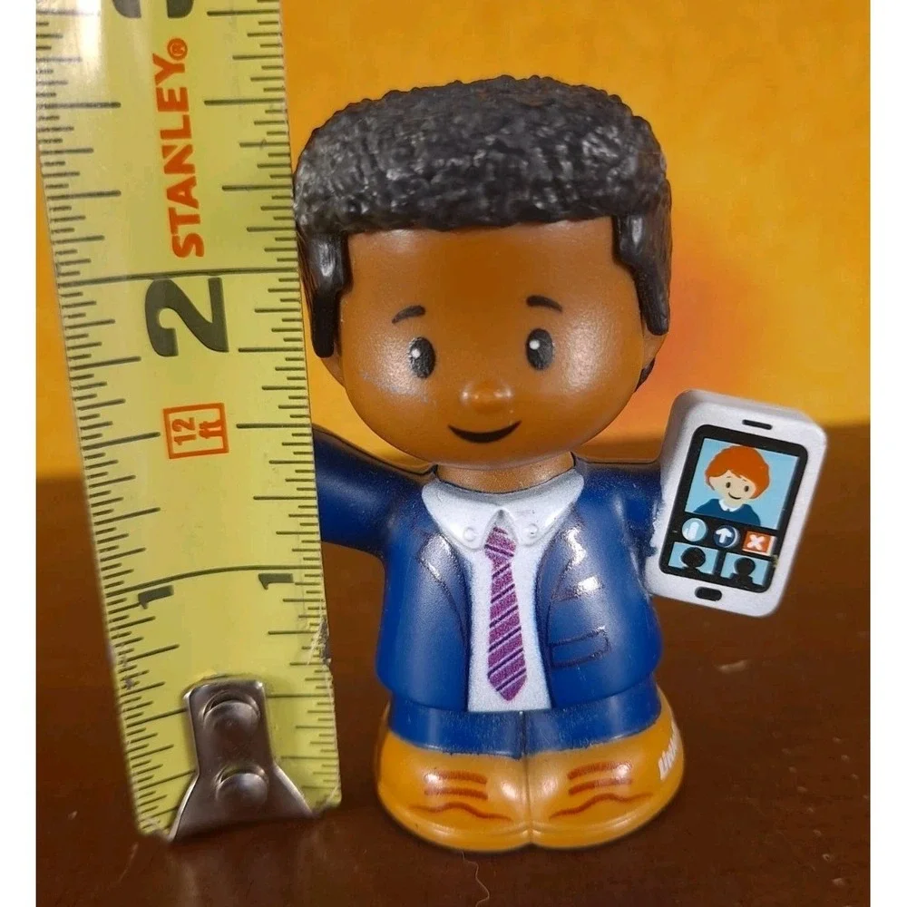 Fisher Price Little People African American Dad Figure Holding Phone Tablet